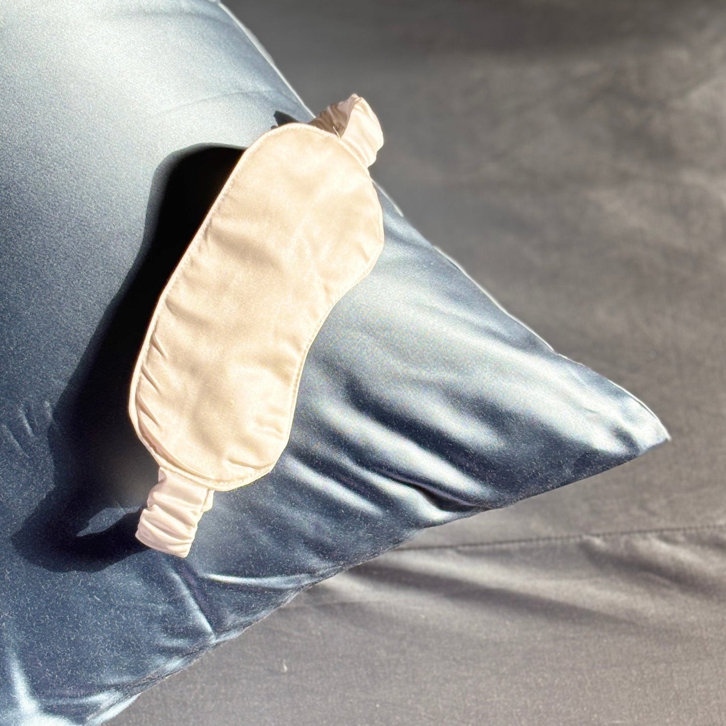 Metallic Grey Satin Pillow Covers - Set of 2 (With 3 Free Scrunchies)