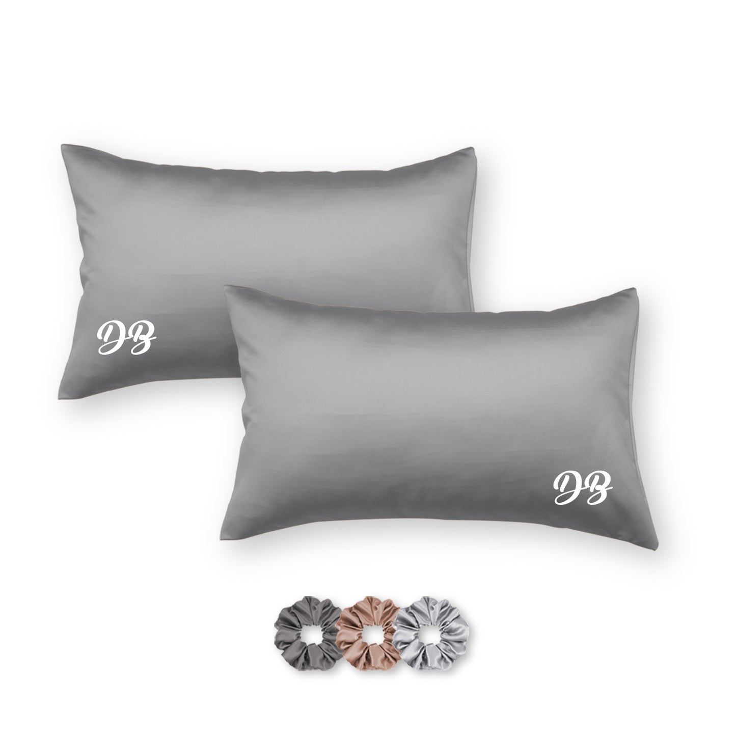 Personalized Satin Pillow Covers - Pack of 2 (With 3 free scrunchies)