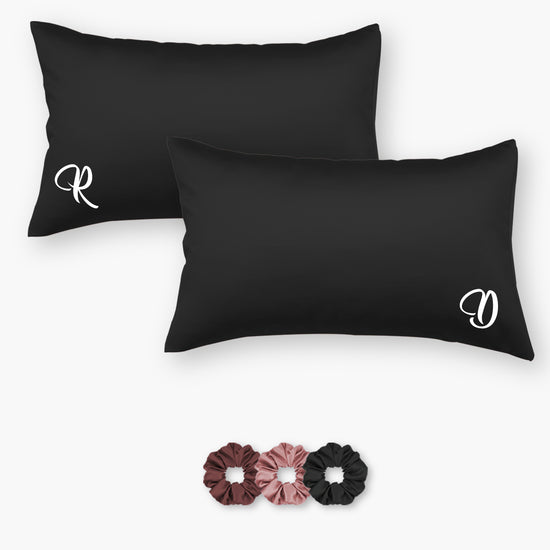 Personalized Satin Pillow Covers - Pack of 2 (With 3 free scrunchies)