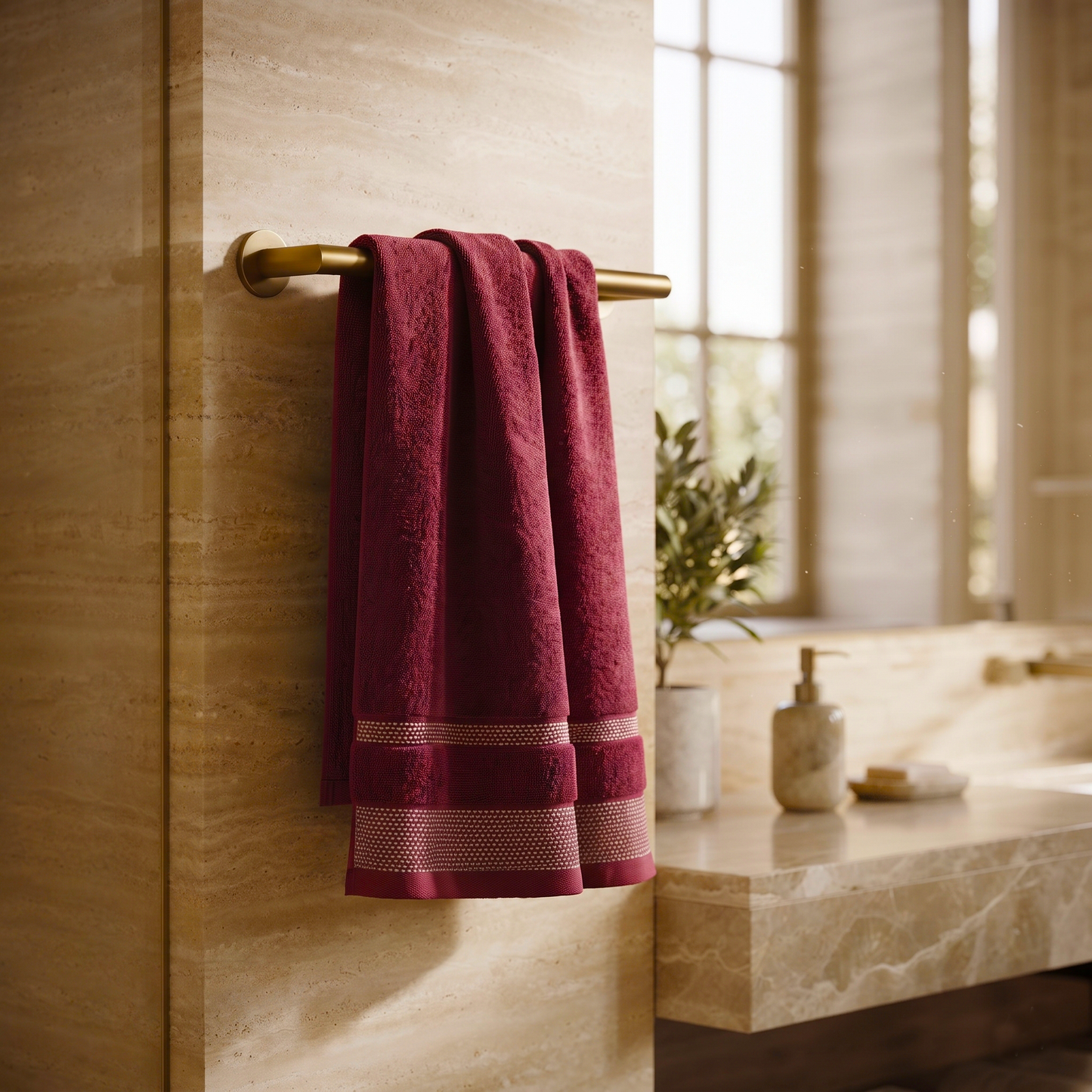 Zev Red Bath Towel - 400 GSM