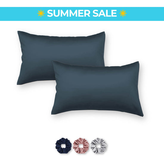 Satin Pillow Covers - Pack of 2 (With 3 free scrunchies)