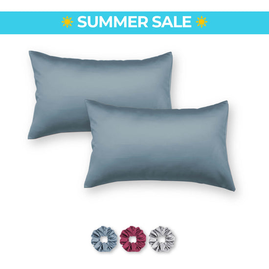 Satin Pillow Covers - Pack of 2 (With 3 free scrunchies)