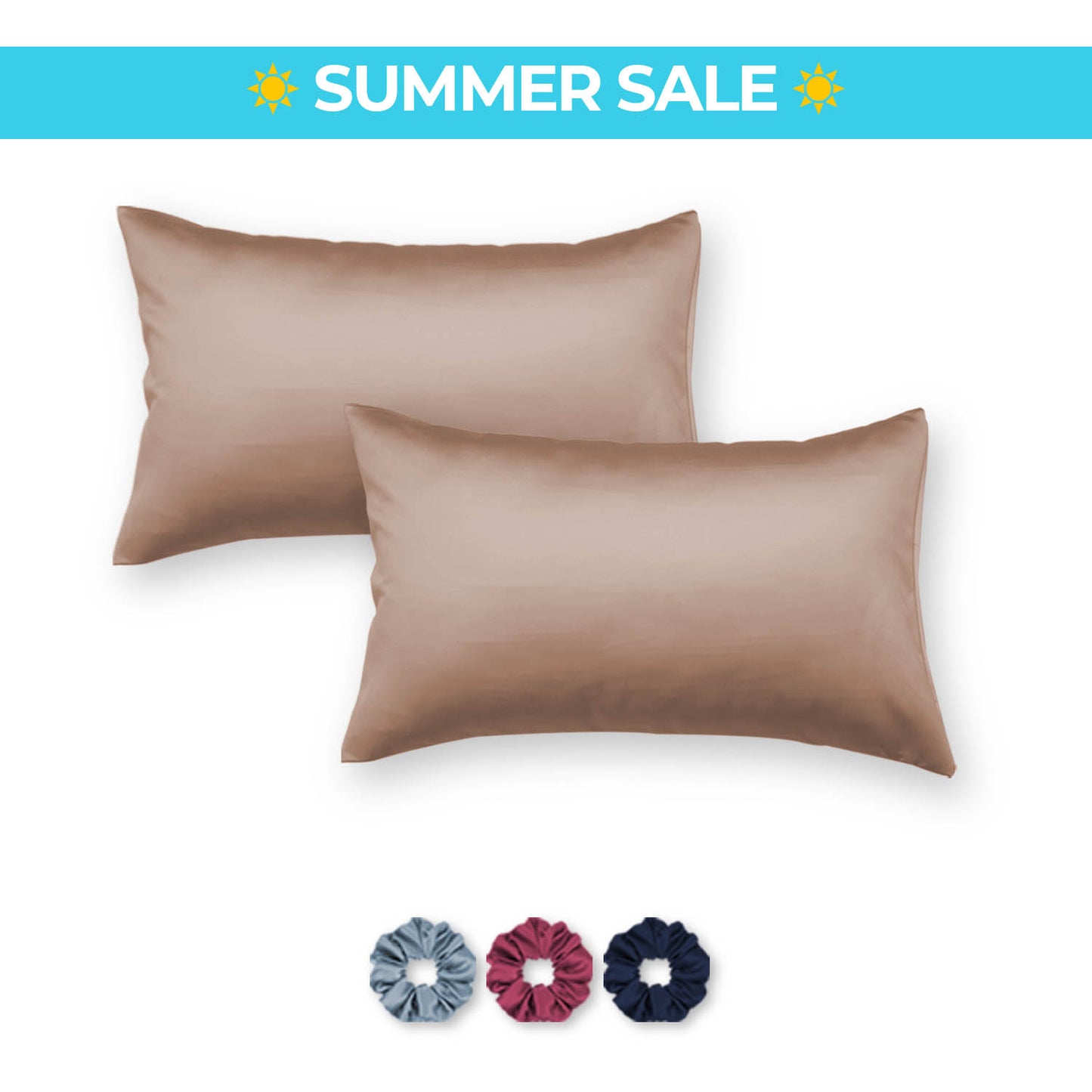 Satin Pillow Covers - Pack of 2 (With 3 free scrunchies)