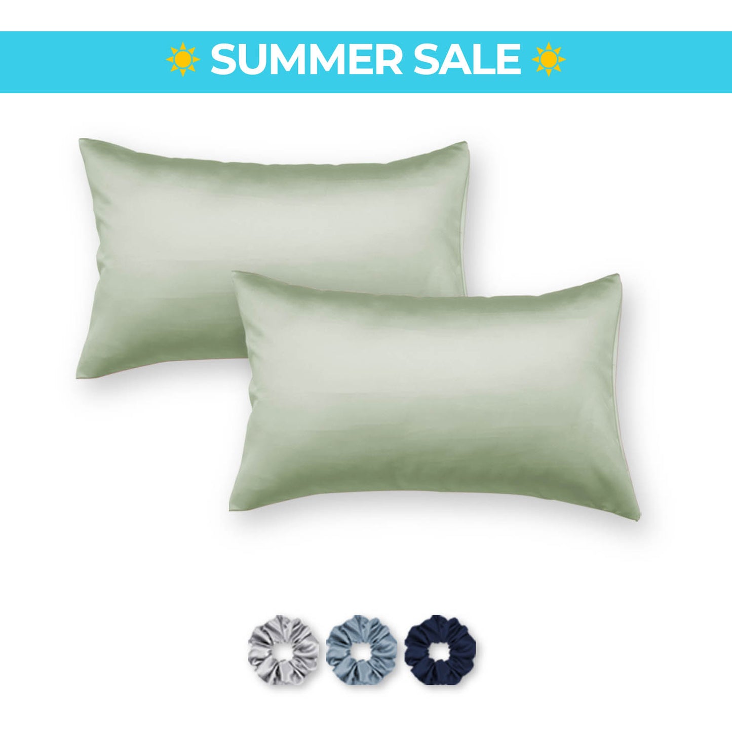 Satin Pillow Covers - Pack of 2 (With 3 free scrunchies)