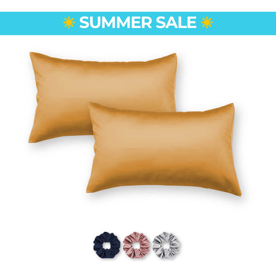 Satin Pillow Covers - Pack of 2 (With 3 free scrunchies)