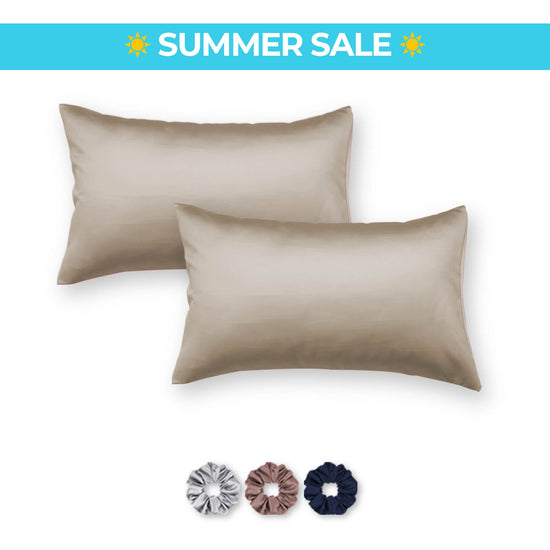 Satin Pillow Covers - Pack of 2 (With 3 free scrunchies)