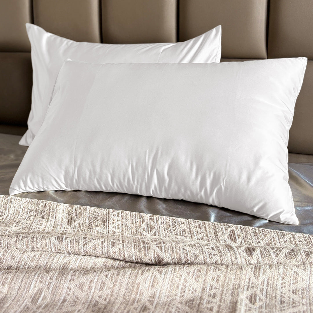 White Satin Pillow Covers - Set of 2