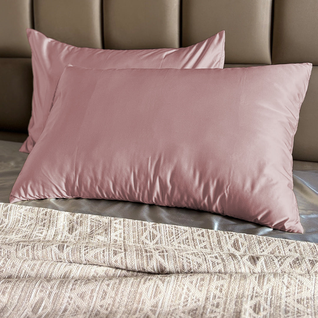 Wine Satin Pillow Covers - Set of 2