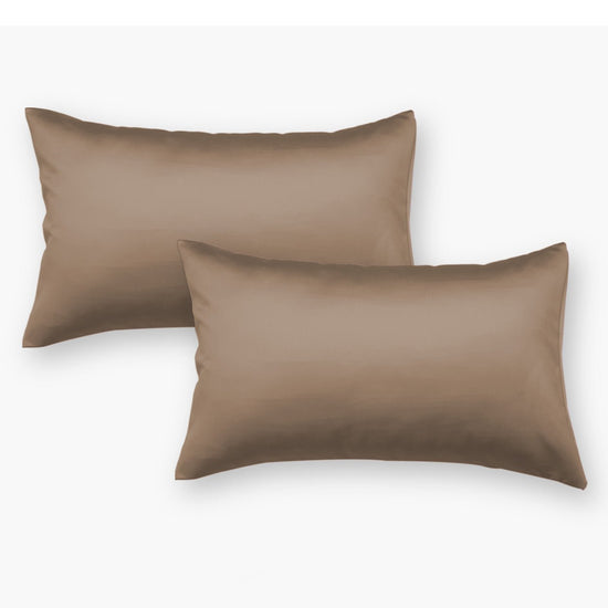 Brown Satin Pillow Covers - Set of 2 - Seevo.in