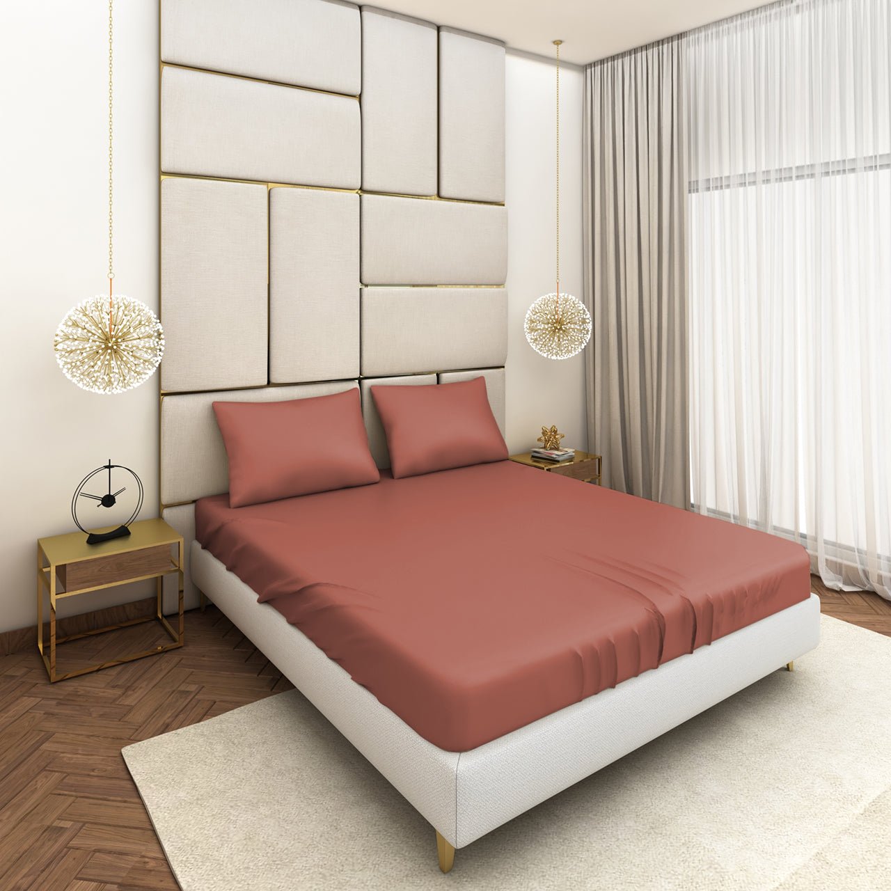 Dusky Pink Satin Bedsheet Set - Seevo.in