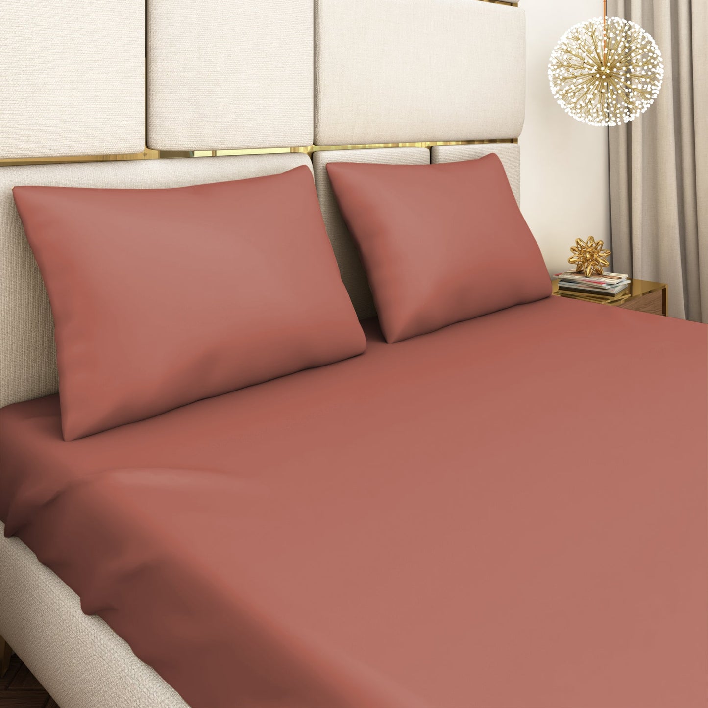 Dusky Pink Satin Bedsheet Set - Seevo.in