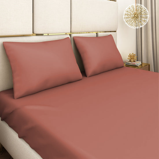 Dusky Pink Satin Bedsheet Set - Seevo.in