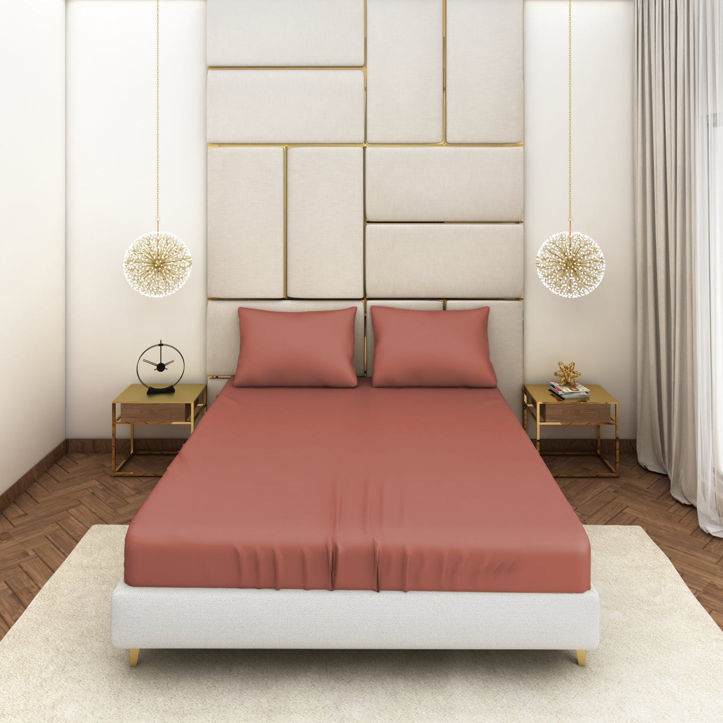 Dusky Pink Satin Bedsheet Set - Seevo.in
