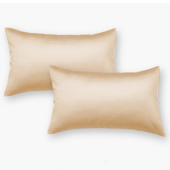 Light Gold Satin Pillow Covers - Set of 2 - Seevo.in