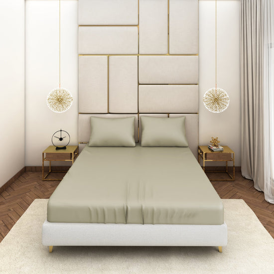 Light Green Satin Bedsheet Set - Seevo.in