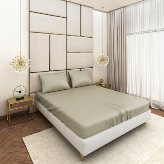 Light Green Satin Bedsheet Set - Seevo.in
