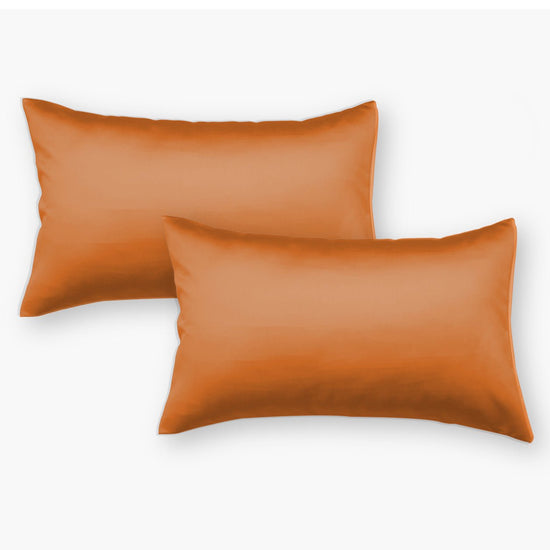 Orange Satin Pillow Covers - Set of 2 - Seevo.in