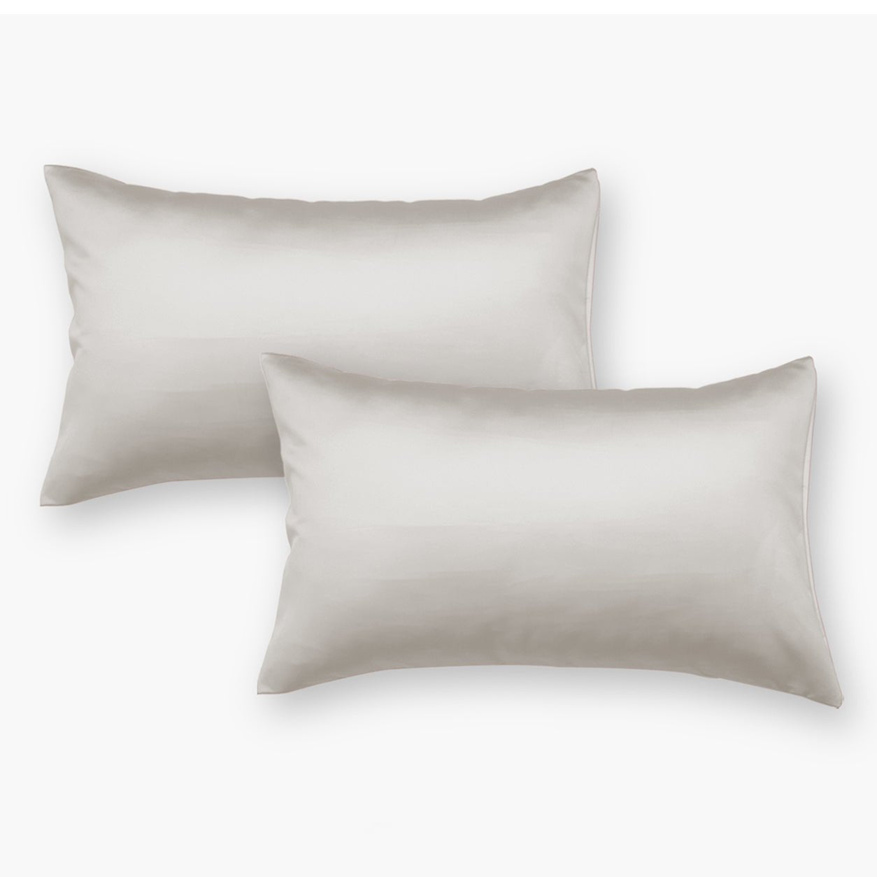 Silver Satin Pillow Covers - Set of 2 - Seevo.in