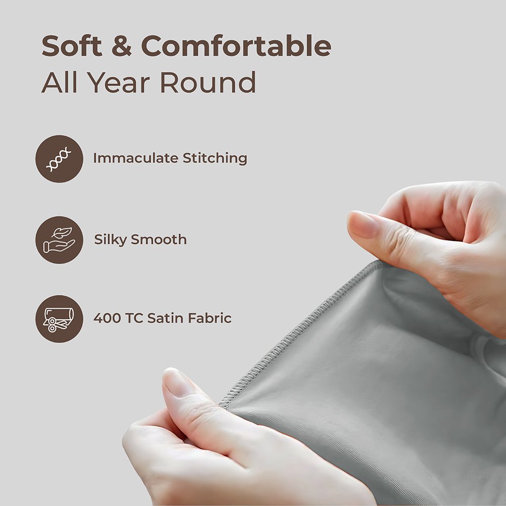 White Satin Bedsheet Set - Seevo.in