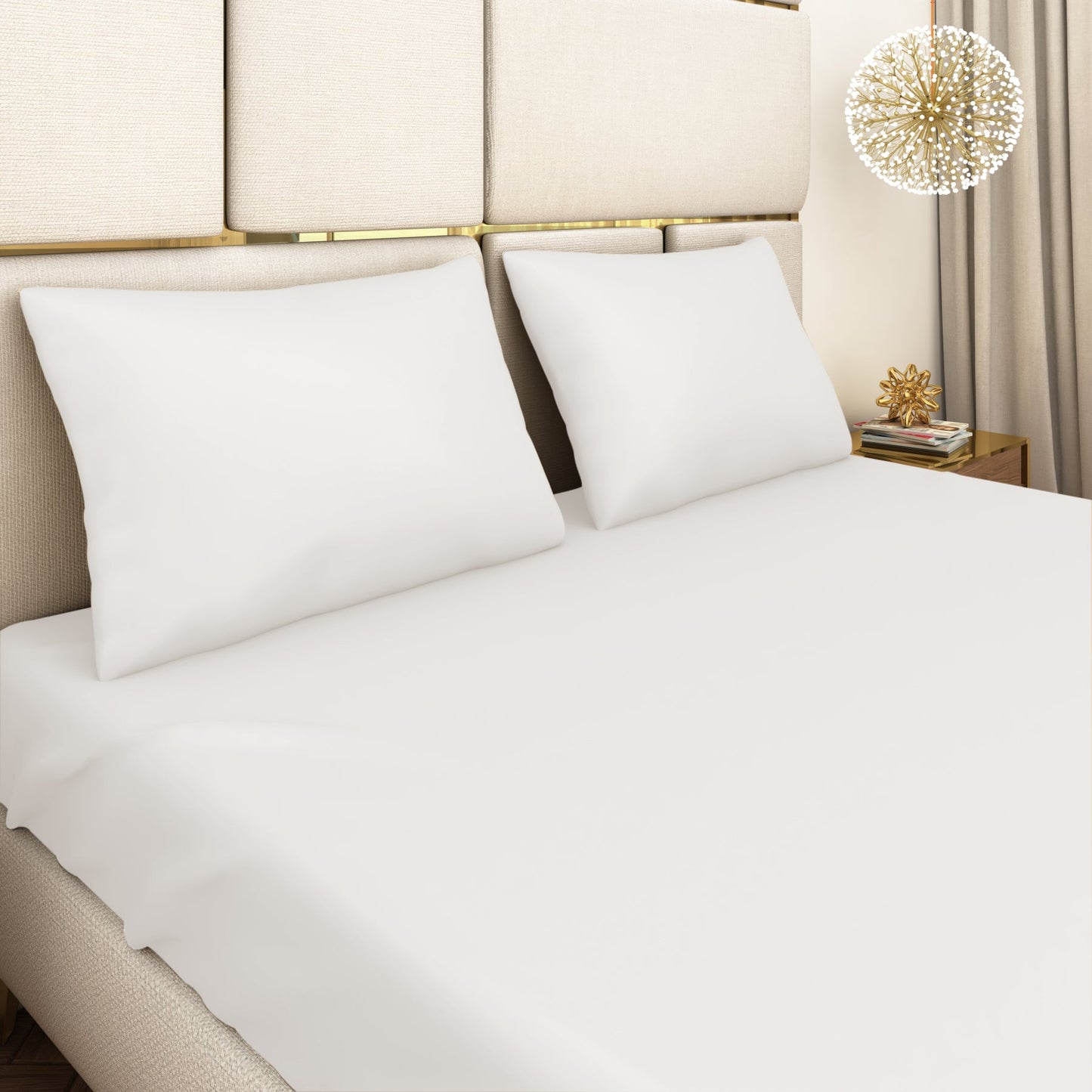 White Satin Bedsheet Set - Seevo.in