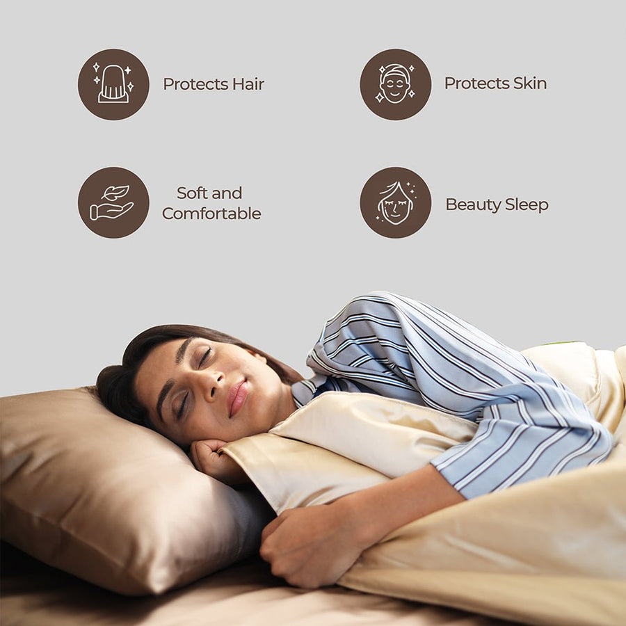 White Satin Bedsheet Set - Seevo.in