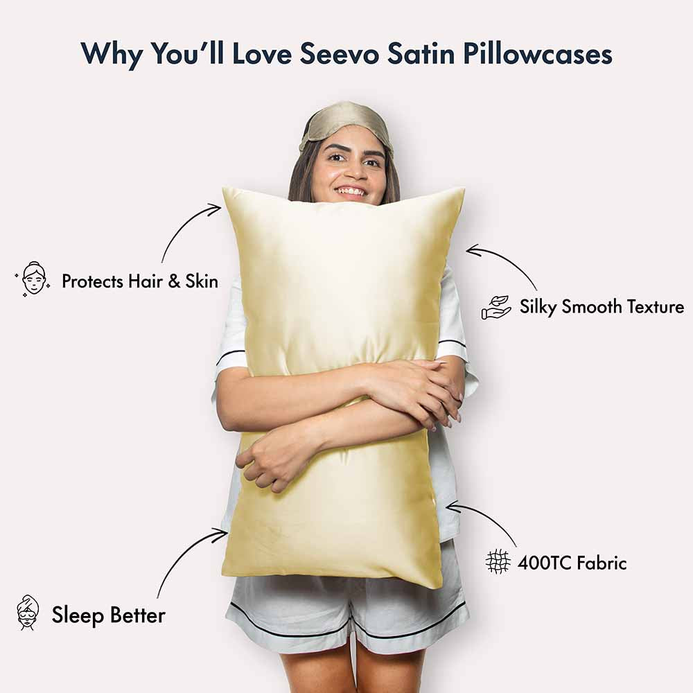 Lemon Yellow Satin Pillowcases - Set of 2 (With 3 Free Scrunchies)