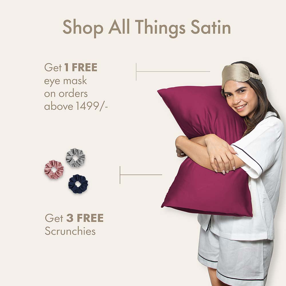 Maroon Satin Pillowcases - Set of 2 (With 3 Free Scrunchies)