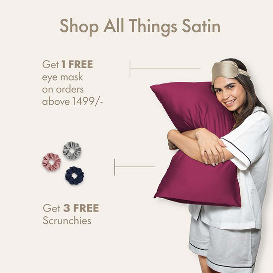 Maroon Satin Pillowcases - Set of 2 (With 3 Free Scrunchies)