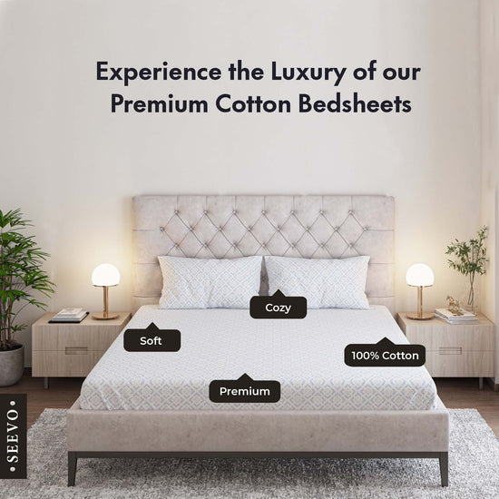 550 TC Cotton Printed Bed Sheet Set (Khaki)